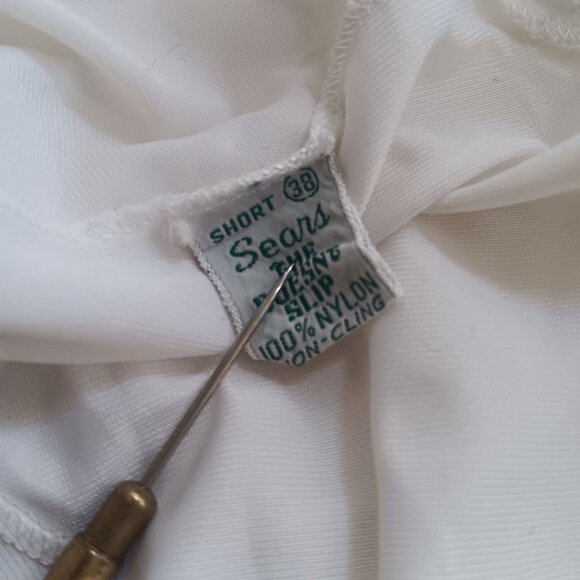 Vintage Sears Nylon Slip Dress Size 38 Short White Adjustable Straps 1960's - Picture 6 of 12
